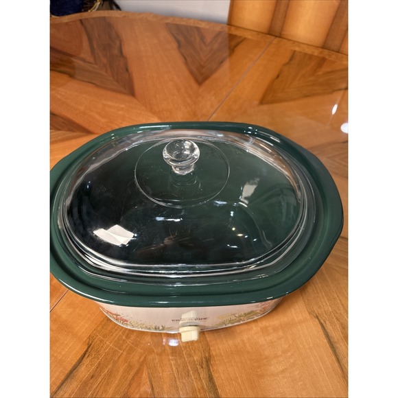 Vintage Rival Crock Pot 3755 Slow Cooker 5.5 Qt Oval Herb Garden Stoneware - Picture 10 of 16